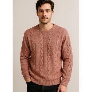 Riccardo Piacenza 100% Cashmere Sweater Mens XL dusty pink Cable knit